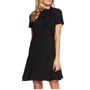 Bohme Elegant Black Mini Dress with Bow Accent